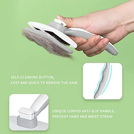 Aiitle Pet Self Cleaning Slicker Hair Brush Yellow