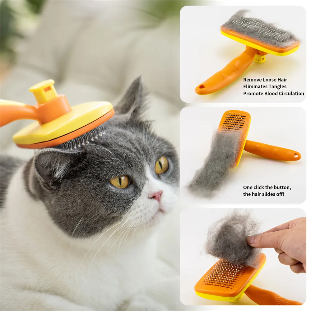 Aiitle Pet Self Cleaning Slicker Hair Brush Yellow