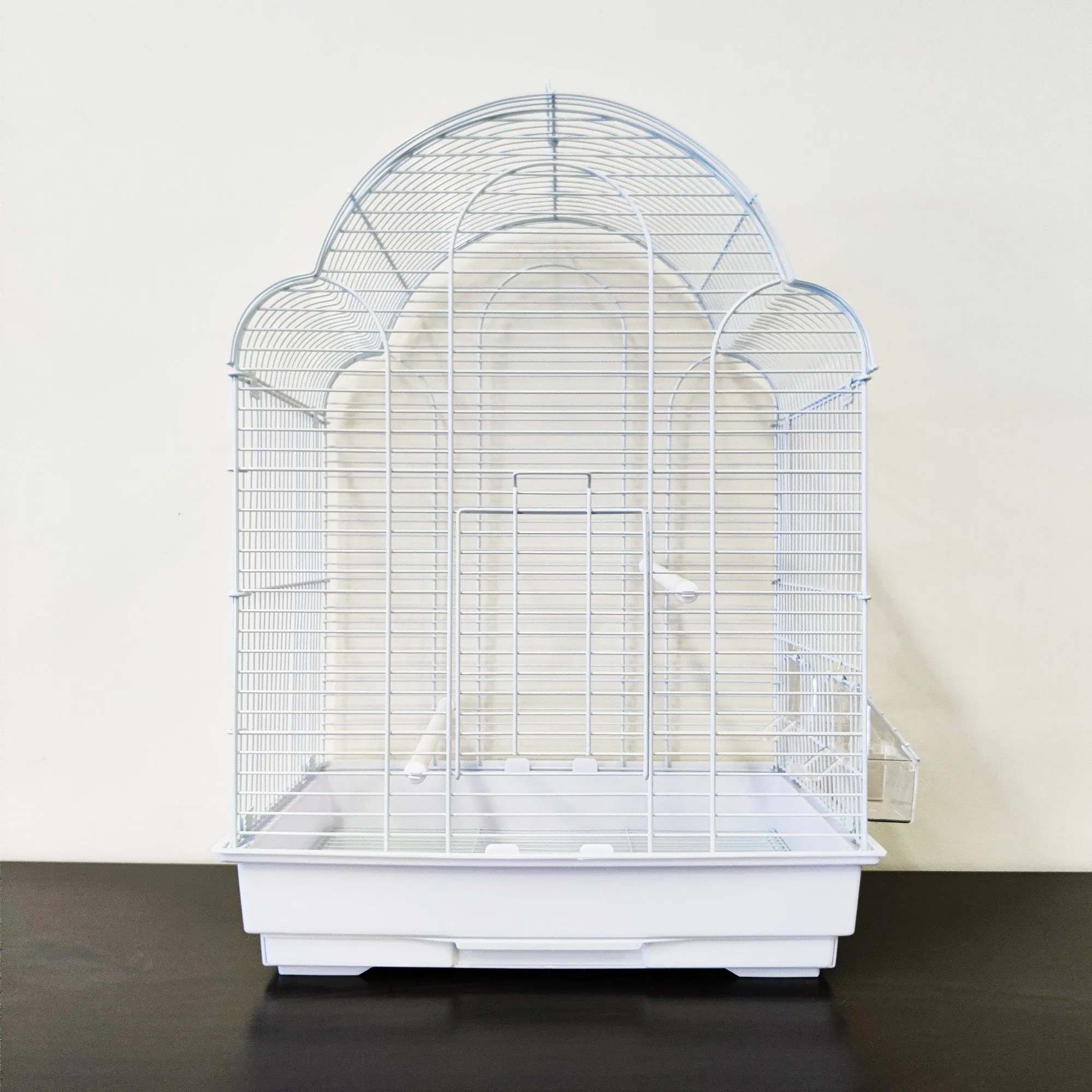 Bird Cage Premium Small Medium Metal Durable Frame Arched Roof White 42x30x57