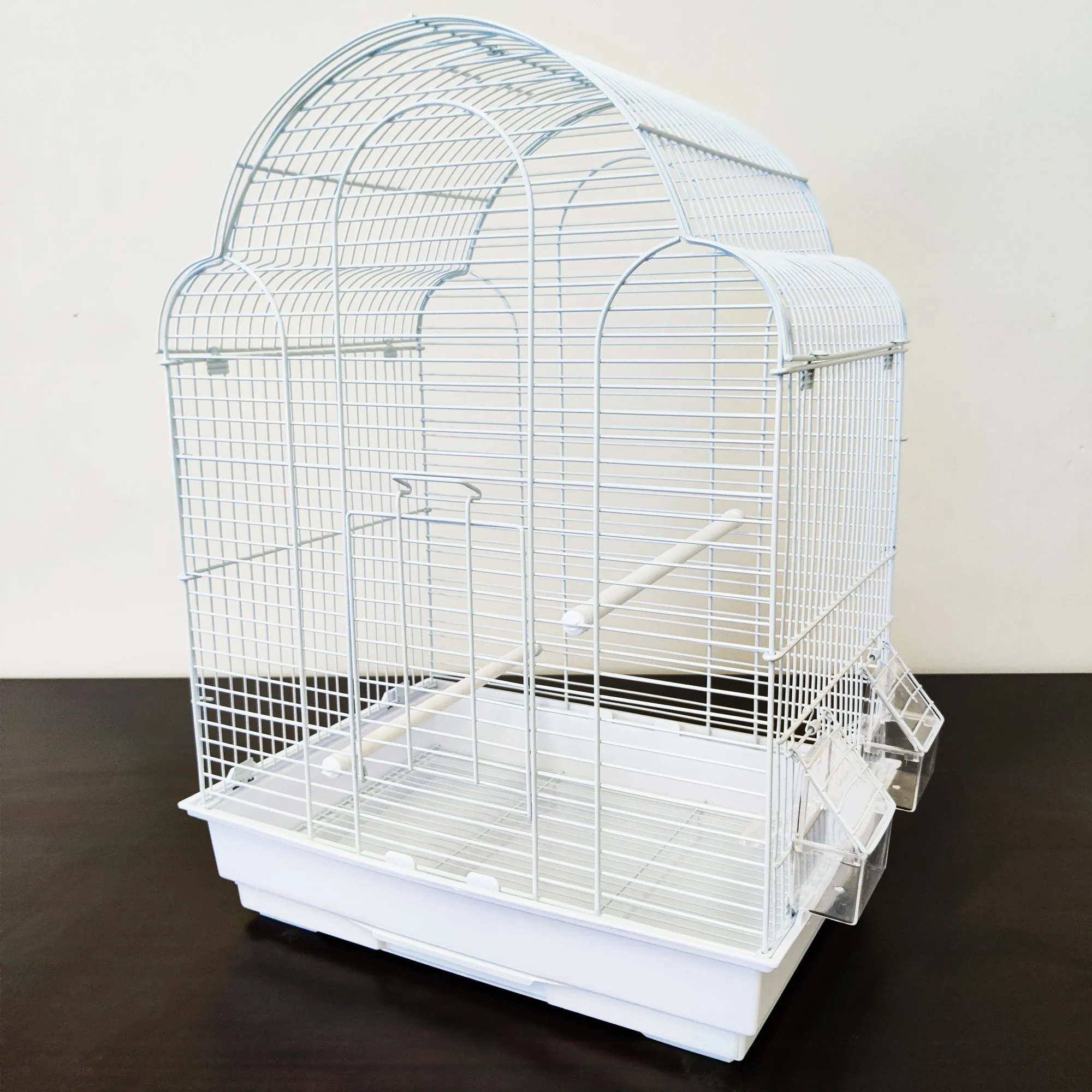Bird Cage Premium Small Medium Metal Durable Frame Arched Roof White 42x30x57