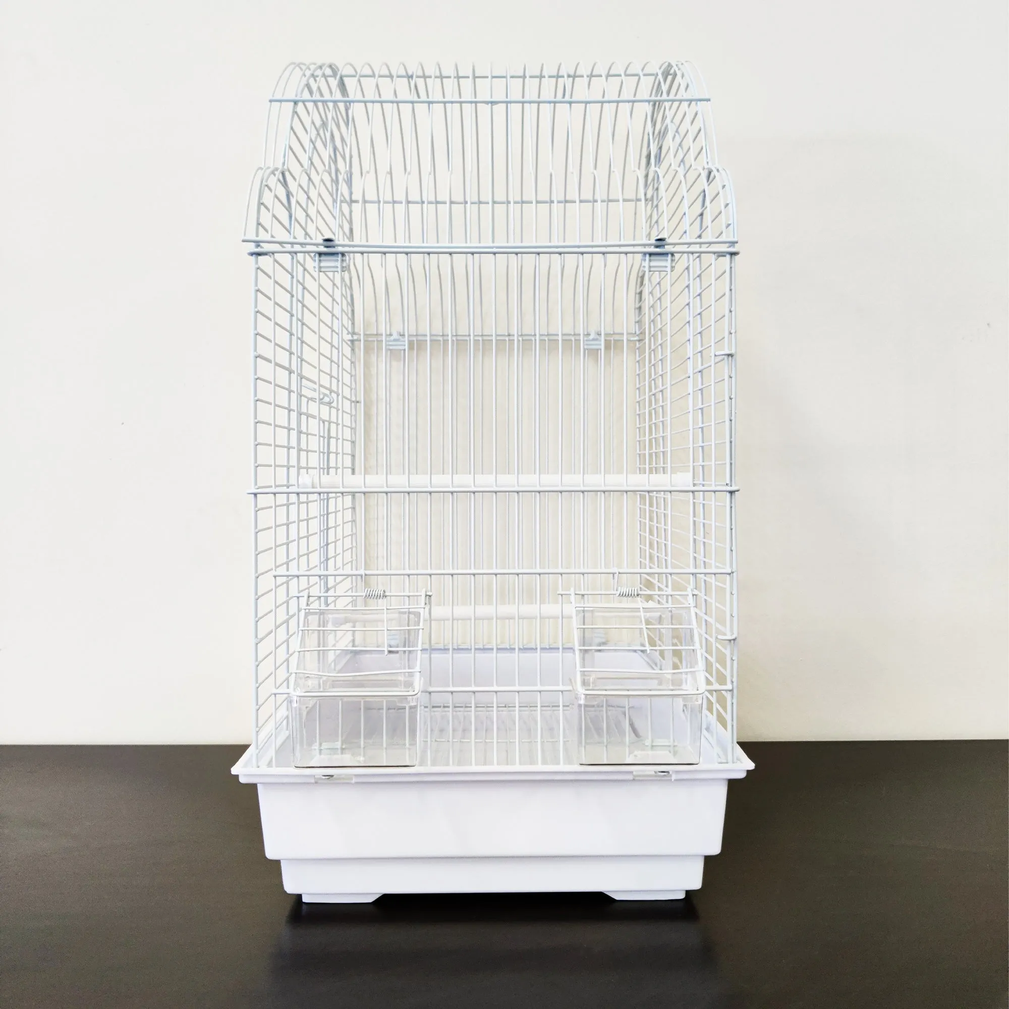 Bird Cage Premium Small Medium Metal Durable Frame Arched Roof White 42x30x57