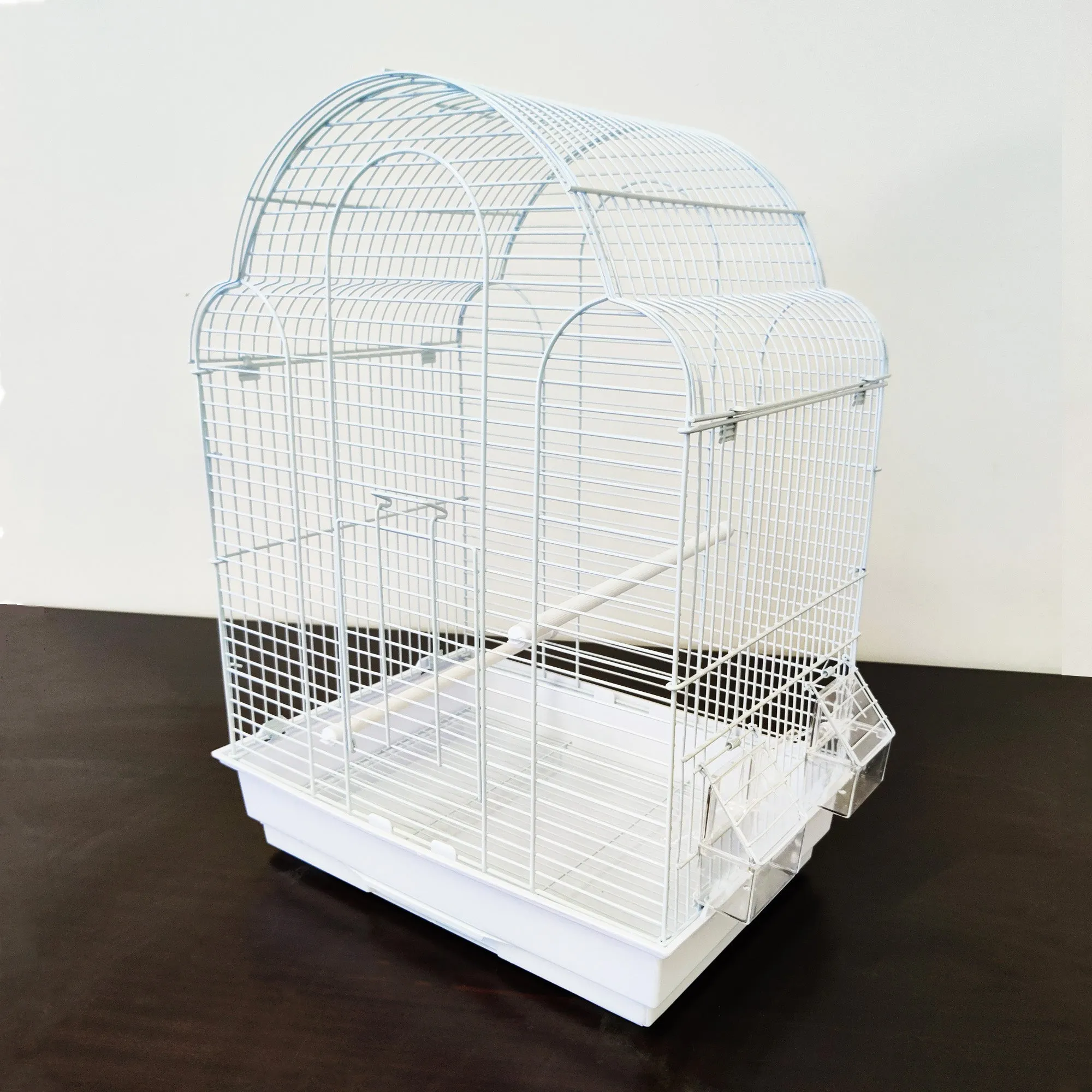 Bird Cage Premium Small Medium Metal Durable Frame Arched Roof White 42x30x57