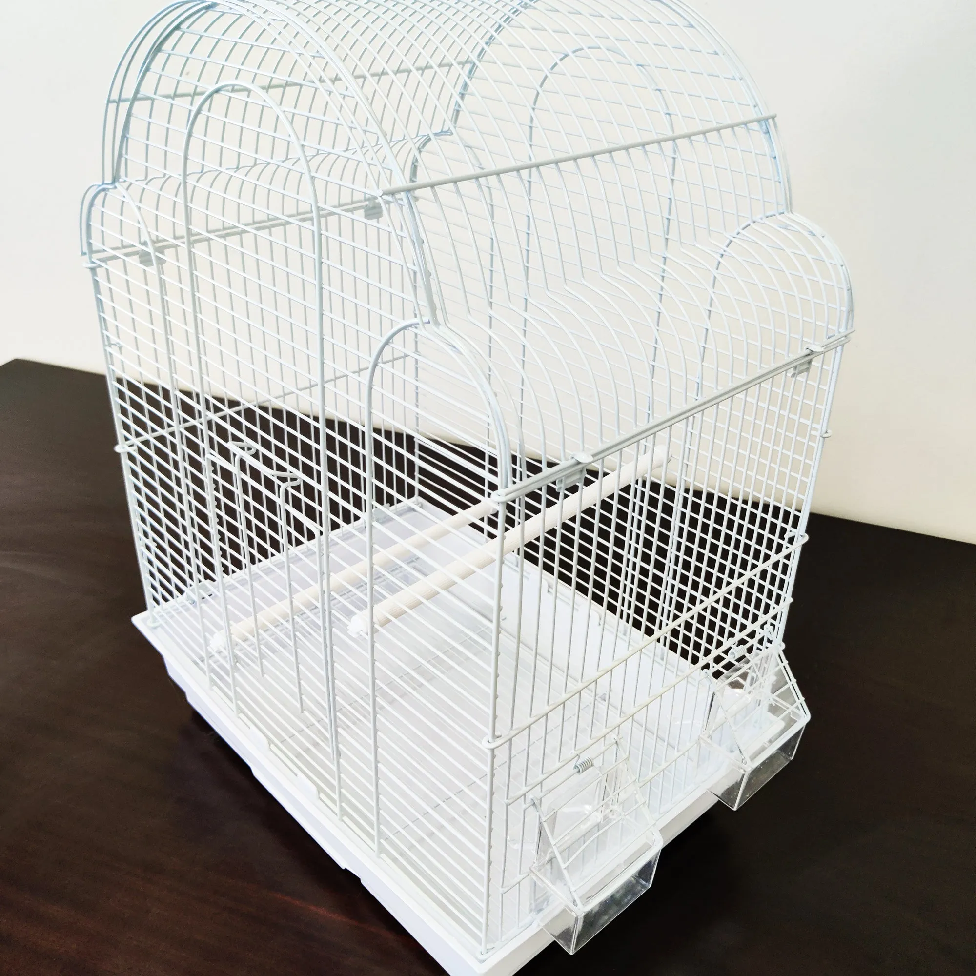 Bird Cage Premium Small Medium Metal Durable Frame Arched Roof White 42x30x57