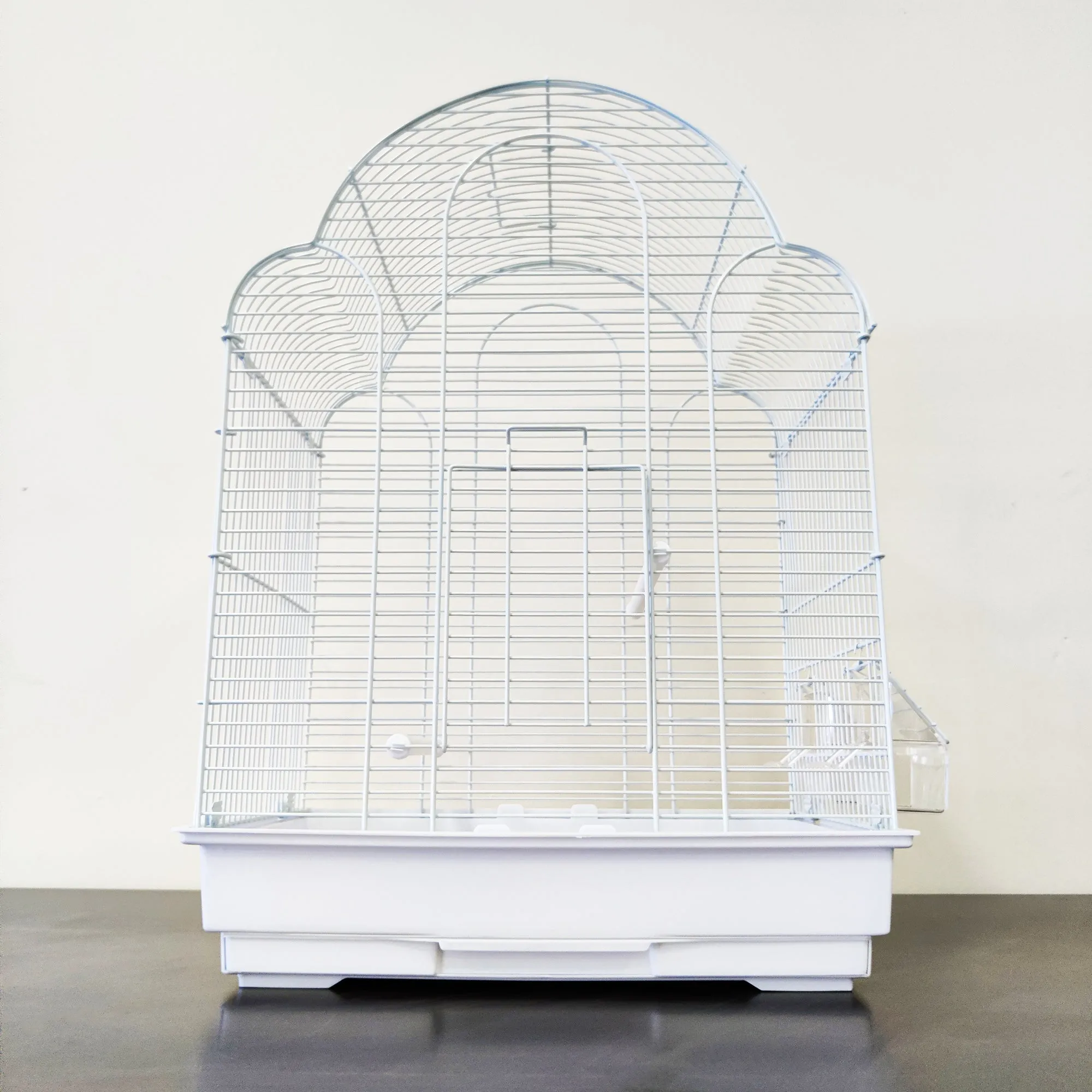 Bird Cage Premium Small Medium Metal Durable Frame Arched Roof White 42x30x57