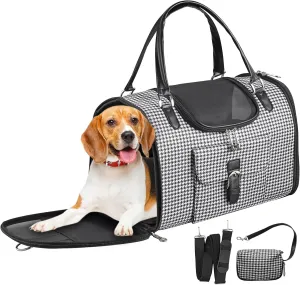 Cat, Dog Carrier for Small Medium Cats Puppies up to 15 Lbs, Airline Approved Pet Carrier Soft Sided with Safety Zippers, Collapsible for Travel, Walk, Veterinary Visit 15.7*10.2*7.8 inches