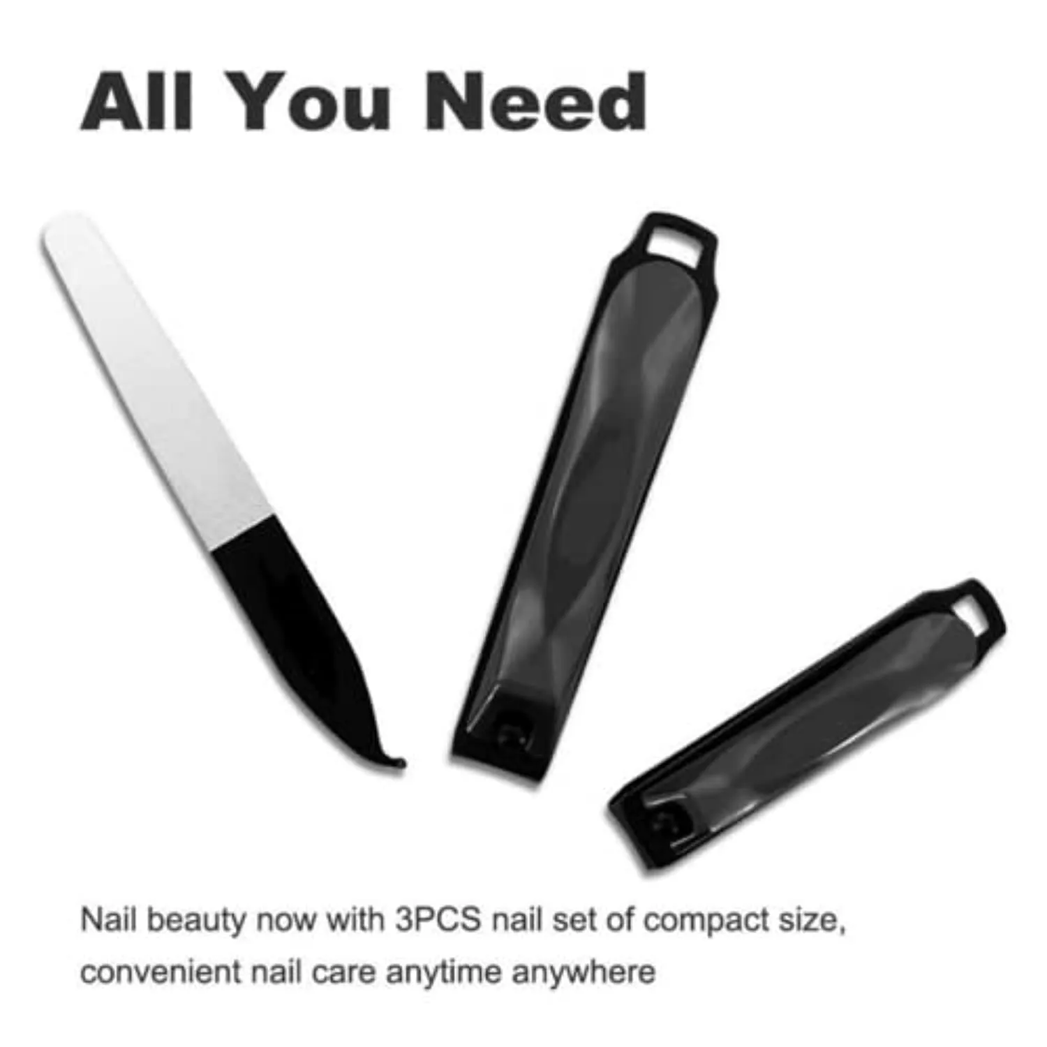 Coco Marketplace Professional Nail Clippers for Women and Men, 3 Pc. Set, Personal Grooming Kit for Manicures and Pedicures, Wide Easy Grip Set for Thick Toenails and Fingernails