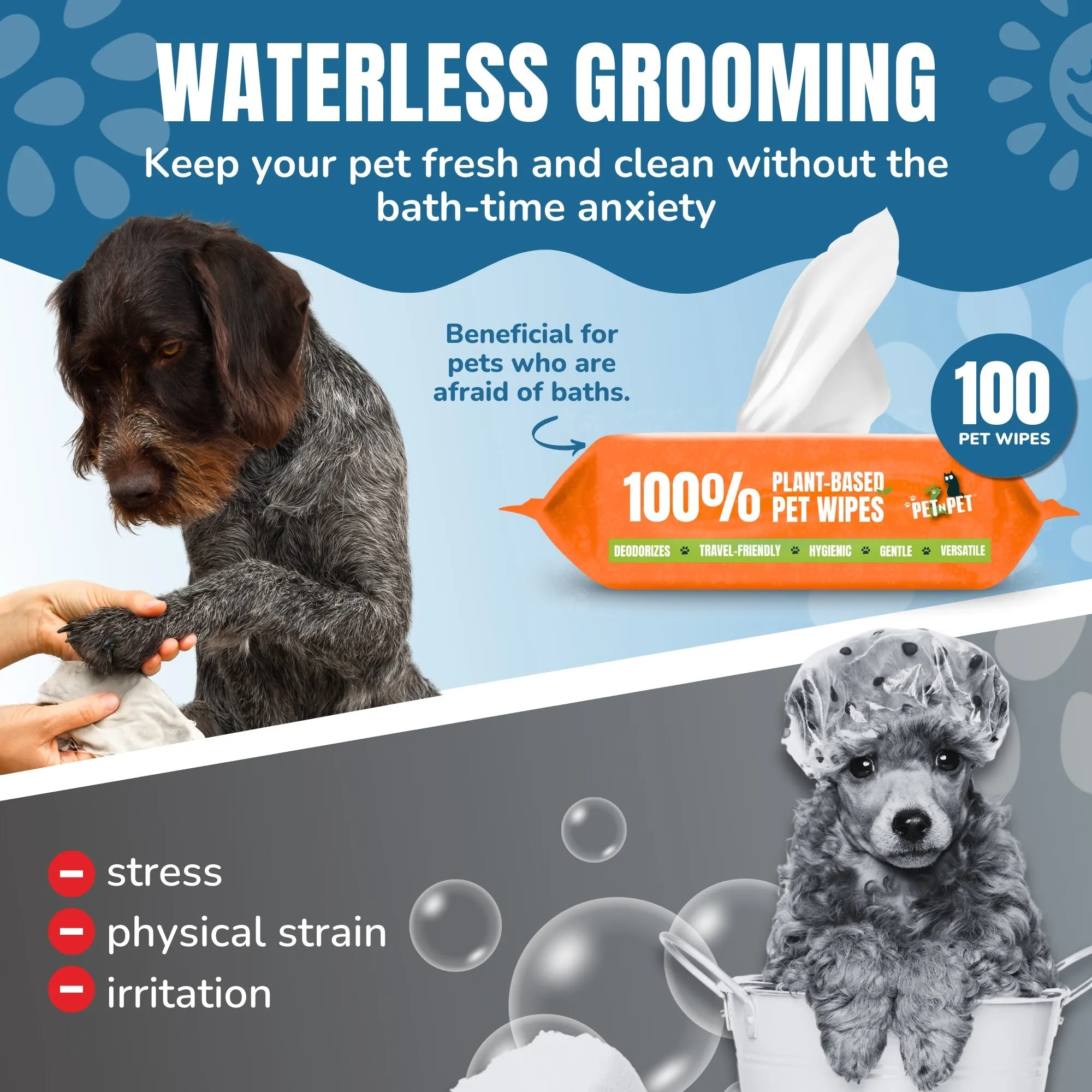 Dog Wipes Cleaning Deodorizing 100 Count