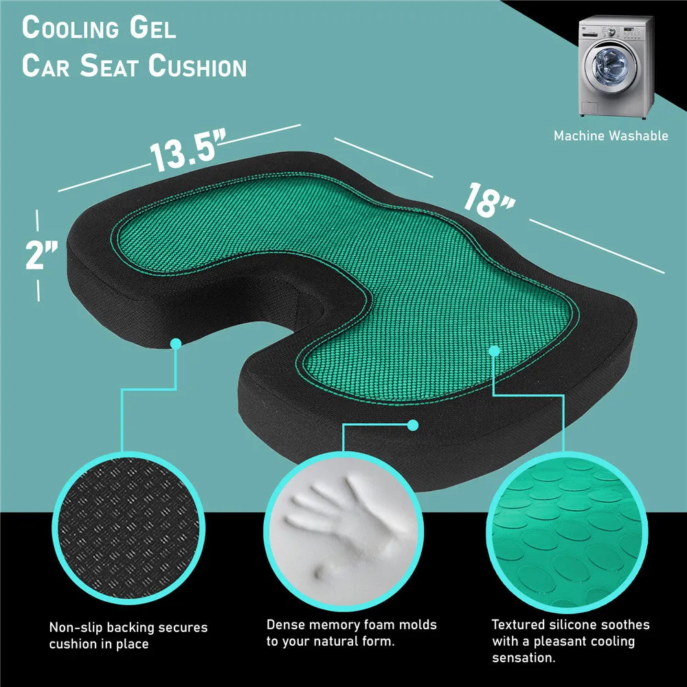 Ergonomic Cooling Gel Car Seat Cushion Yellow