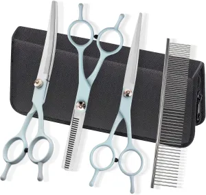 Grooming Scissors for Dogs at Home, Fcysy Professional Pet Grooming Kit Tijeras Para Cortar Pelo De Perros, Cat Grooming Scissors Curved Blending Shears Set for Pet Dog Cat Puppy