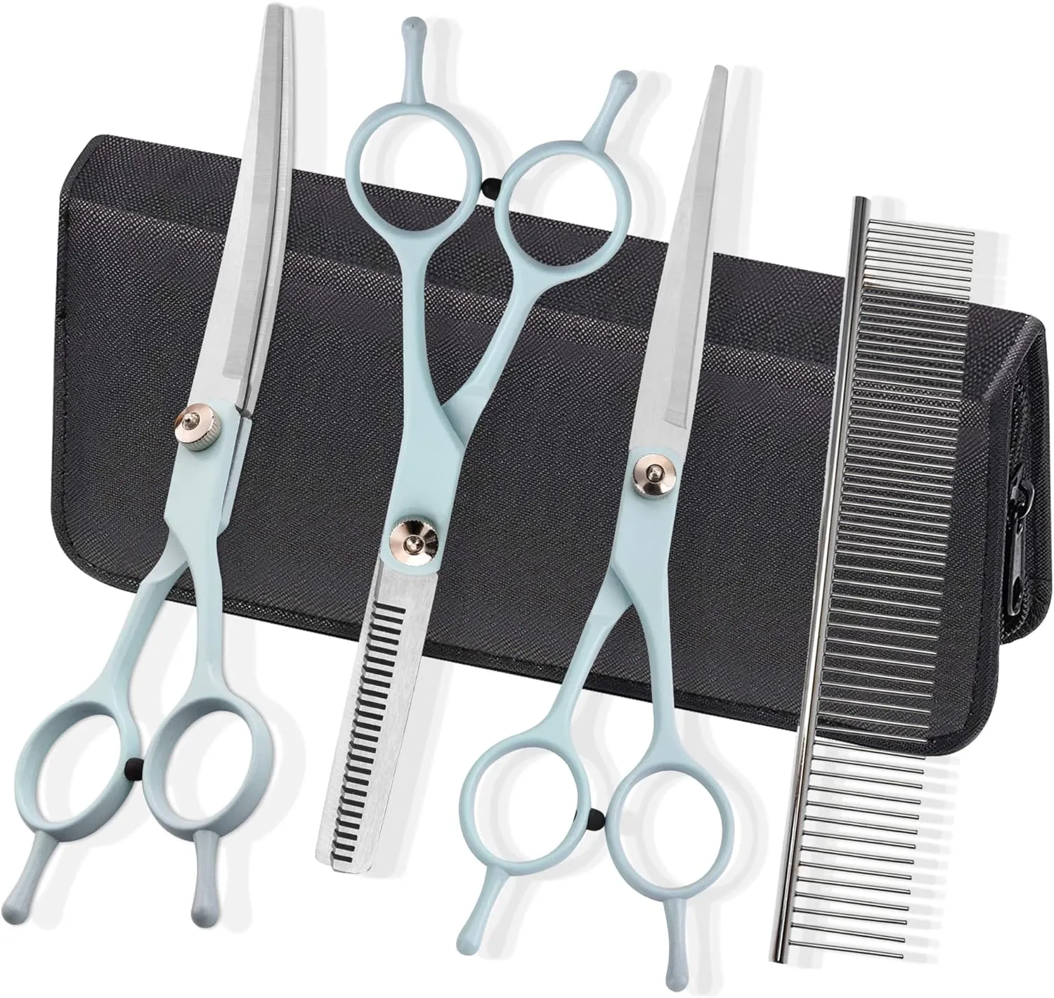 Grooming Scissors for Dogs at Home, Fcysy Professional Pet Grooming Kit Tijeras Para Cortar Pelo De Perros, Cat Grooming Scissors Curved Blending Shears Set for Pet Dog Cat Puppy