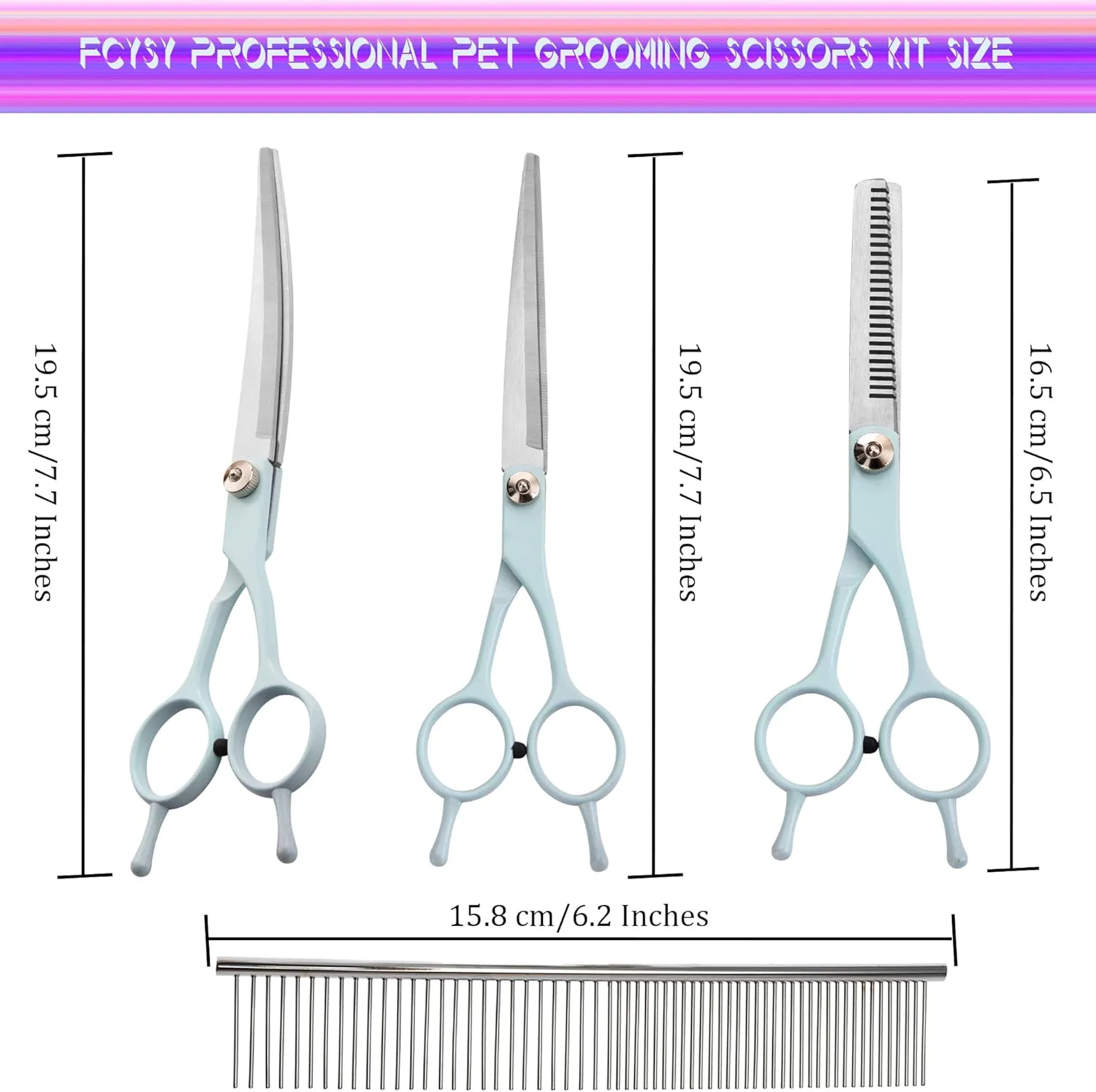 Grooming Scissors for Dogs at Home, Fcysy Professional Pet Grooming Kit Tijeras Para Cortar Pelo De Perros, Cat Grooming Scissors Curved Blending Shears Set for Pet Dog Cat Puppy