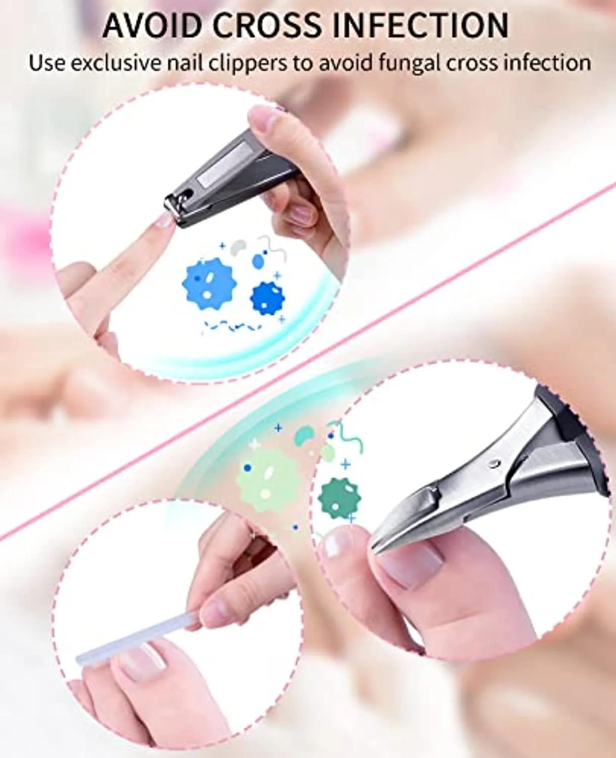 JSOTOS Nail Clippers Set, Stainless Fingernail Clippers and Toenail Clippers Set, Ingrown Toe Nail Clippers Adult Thick Nails Long Handle for Men Women Seniors (3Pcs)