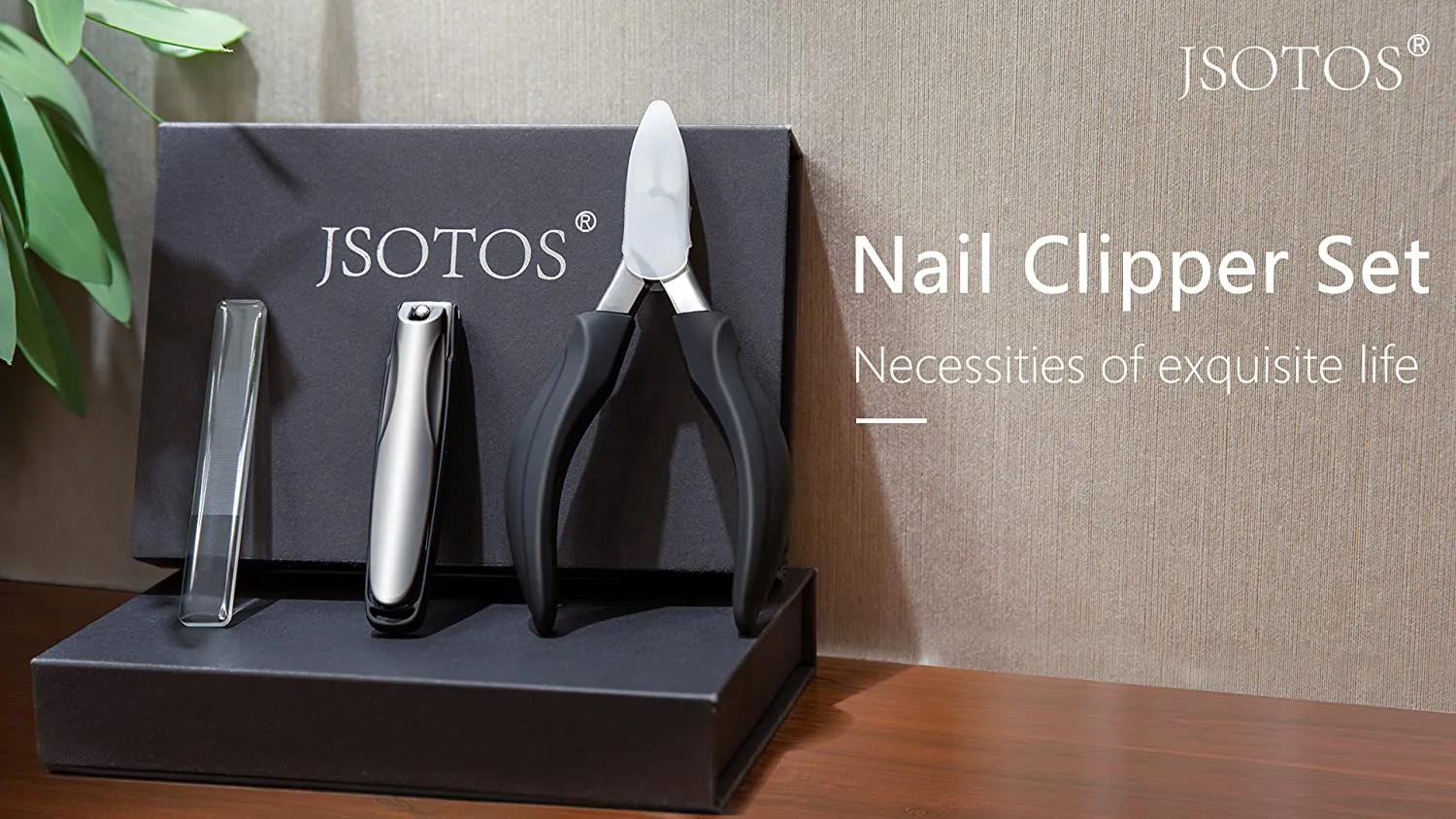 JSOTOS Nail Clippers Set, Stainless Fingernail Clippers and Toenail Clippers Set, Ingrown Toe Nail Clippers Adult Thick Nails Long Handle for Men Women Seniors (3Pcs)