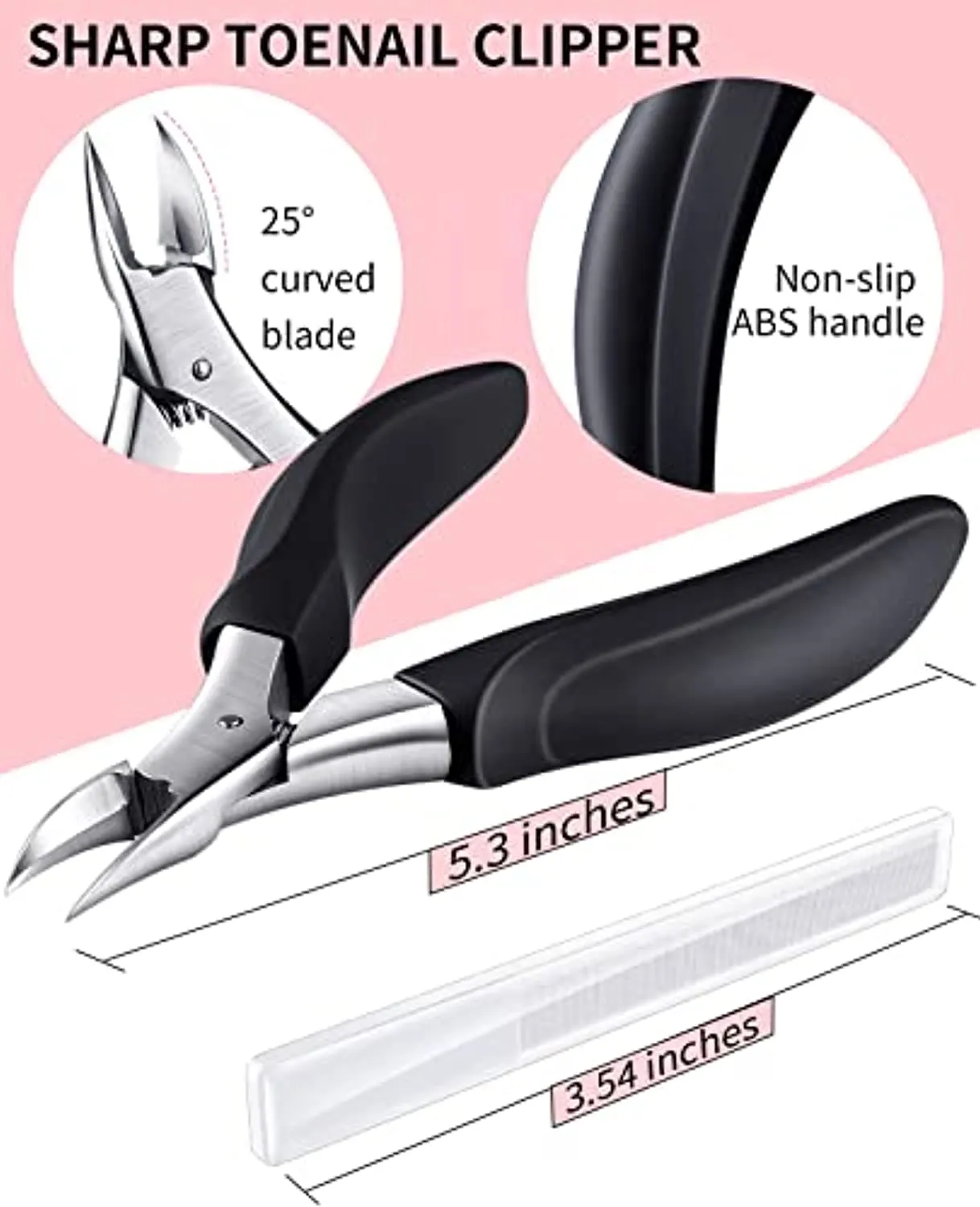 JSOTOS Nail Clippers Set, Stainless Fingernail Clippers and Toenail Clippers Set, Ingrown Toe Nail Clippers Adult Thick Nails Long Handle for Men Women Seniors (3Pcs)