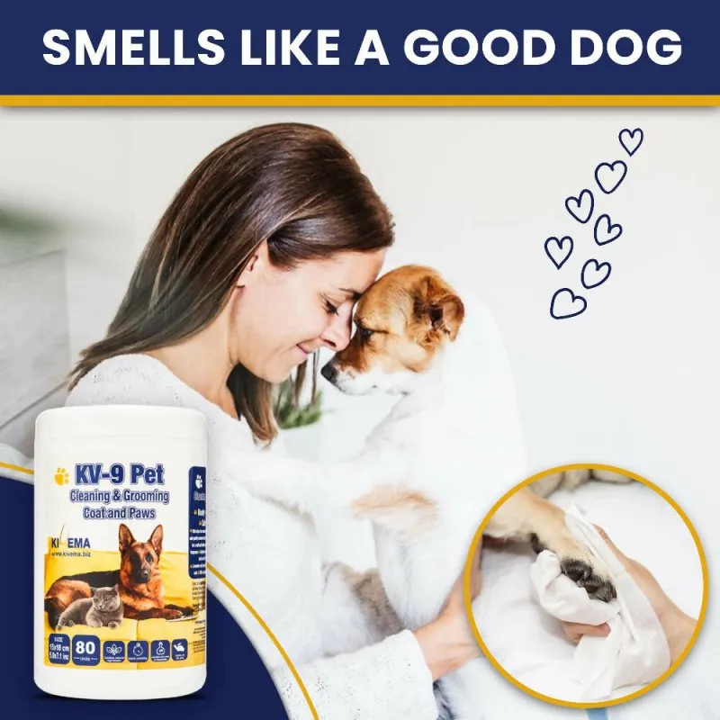 KIVEMA Daily Pet Wipes | Hypoallergenic Dog Wipes | Dog Grooming Wipes | Removes Dirt Unscented Cat and Dog Wipes Pack of 80