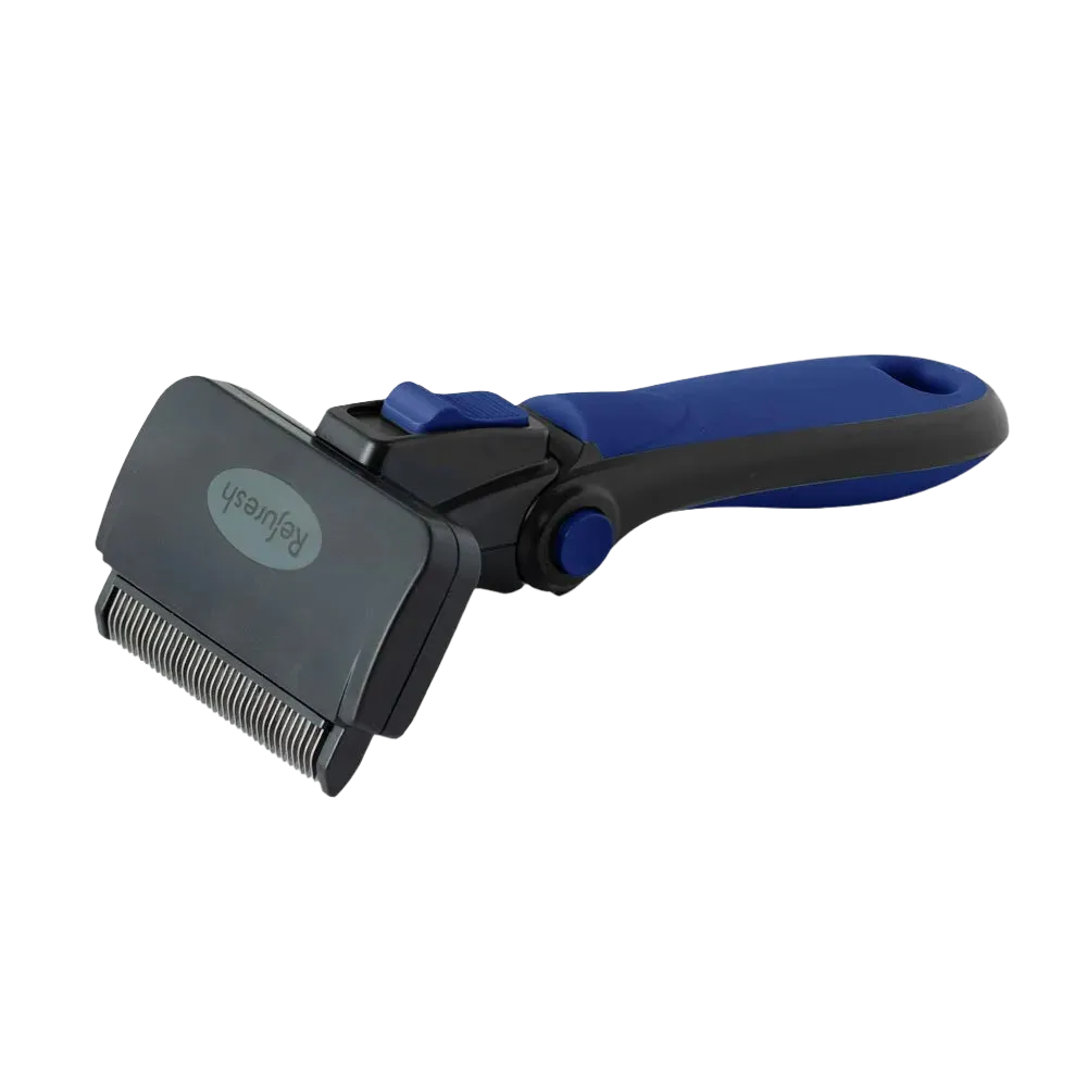 Medium Deshedding Tool Blue For Long Coat Dogs by Refuresh