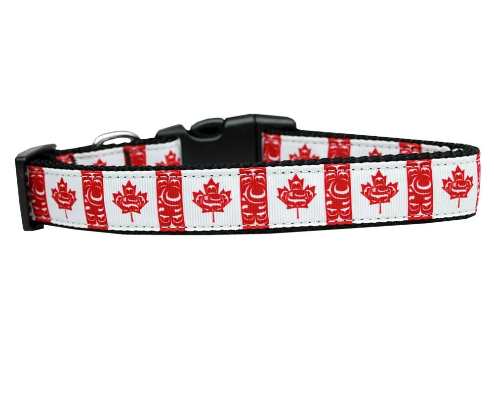 Pet Dog & Cat Nylon Collar or Leash, "Canadian Flag In Swirls"
