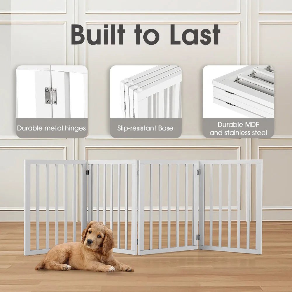Petzly Pet Gate Dog Fence Safety Barrier Security Door 4 Panel 61cm White