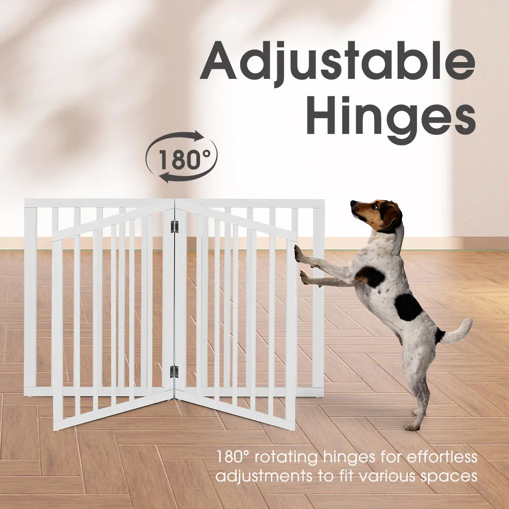 Petzly Pet Gate Dog Fence Safety Barrier Security Door 4 Panel 61cm White