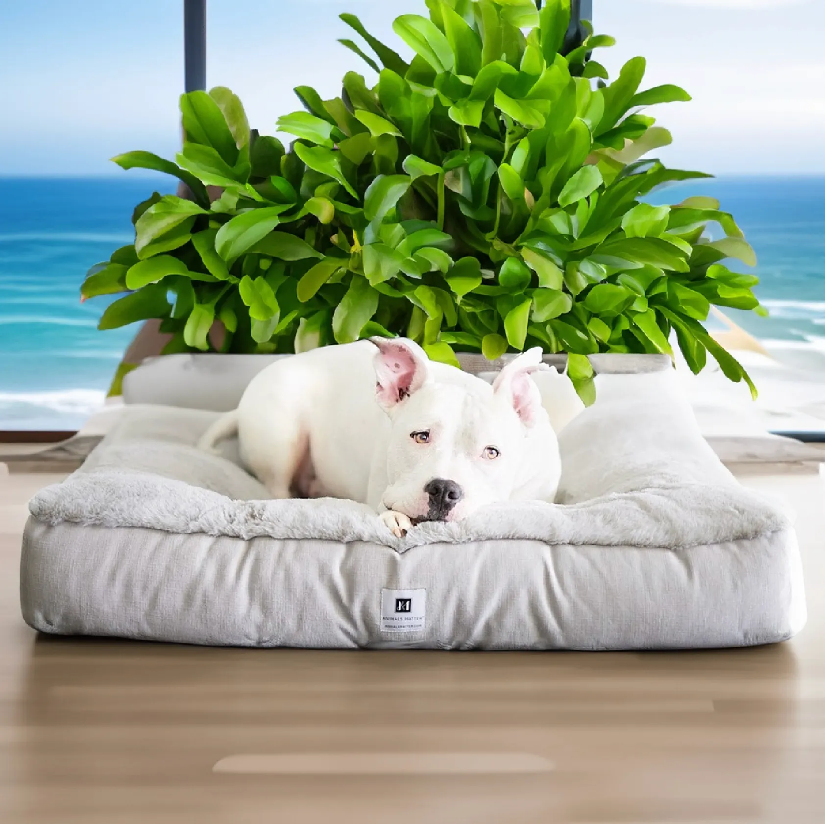 Ruby Puff® Ortho Square Companion-Pedic® Luxury Faux Fur Dog Bed