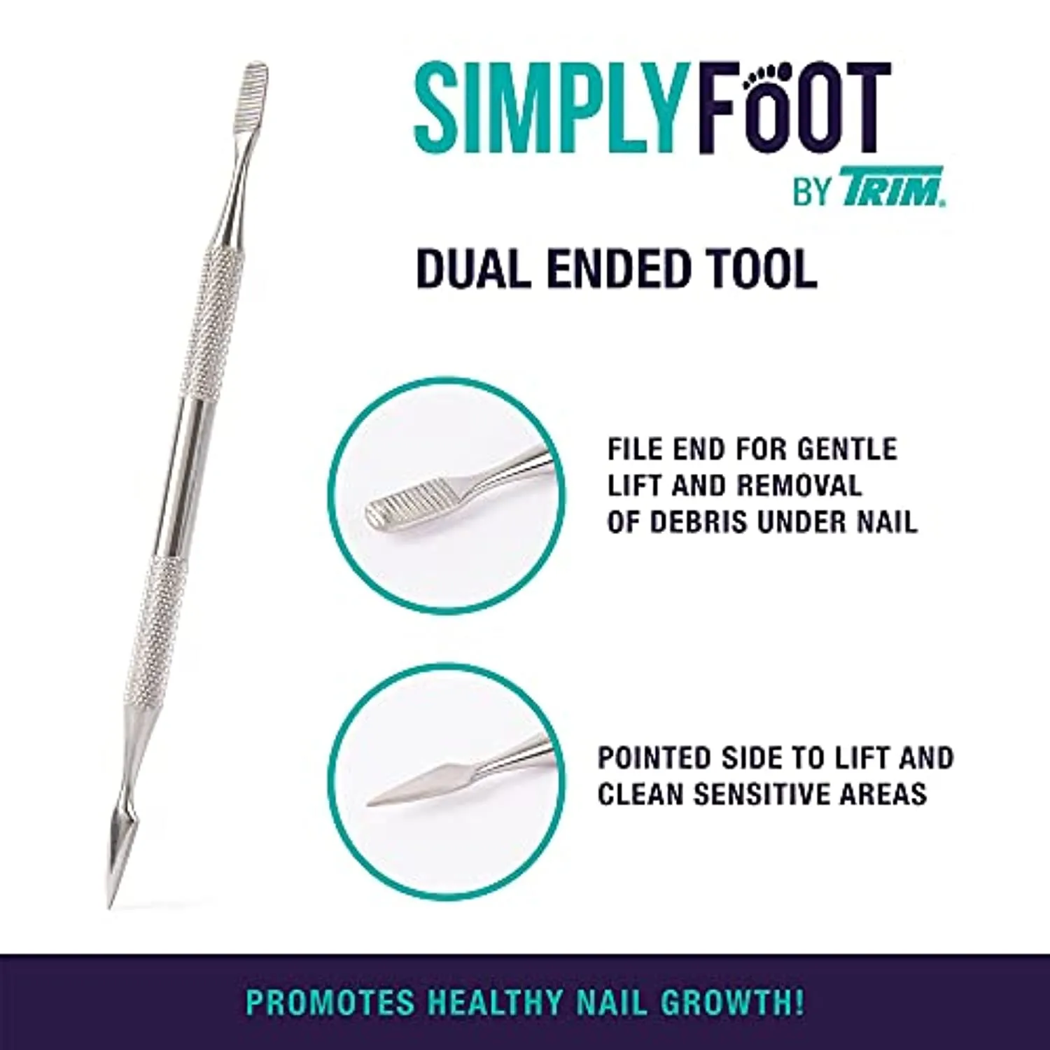 TRIM Simply Foot Ingrown Toenail Kit – Includes Stainless Steel Toenail Nipper and Stainless Steel Dual-Ended File – Easy to Use Foot Care Tools – For Men and Women – Silver – 2 Piece Set