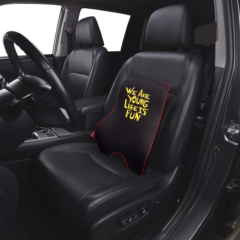 We Are Young Life Is Fun Memory Foam Back Cushion Black