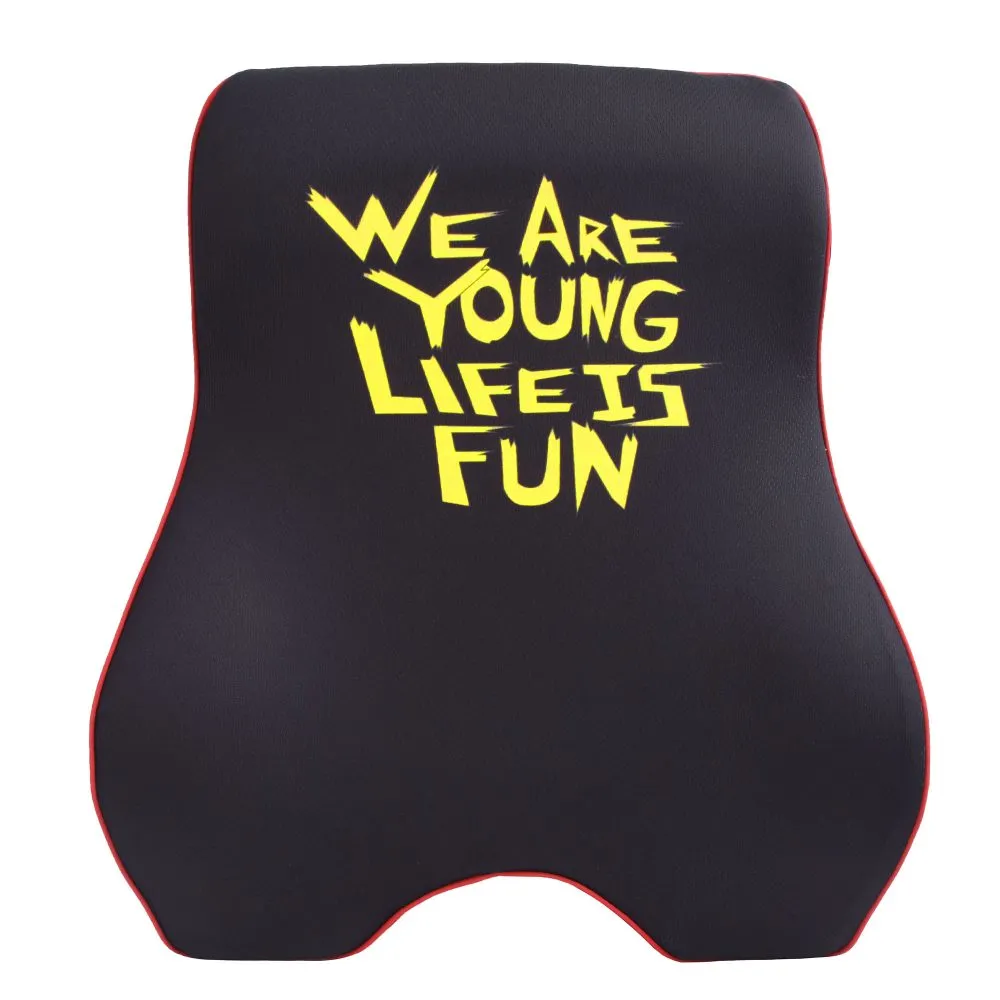 We Are Young Life Is Fun Memory Foam Back Cushion Black